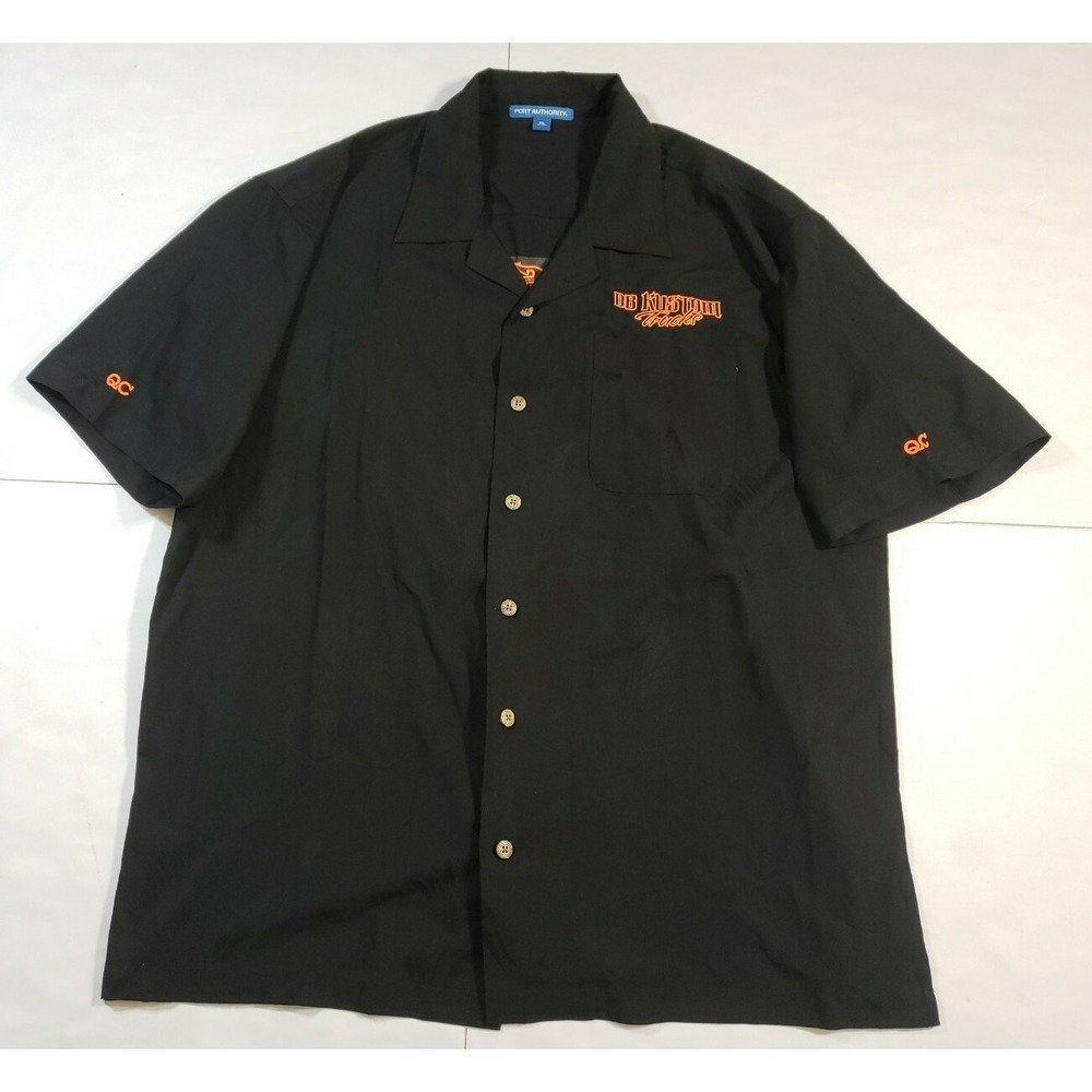 DB Kustom Trucks Antioch, IL SZ XL Black Hawaiian Shirt Orange‎ Embroidered QC